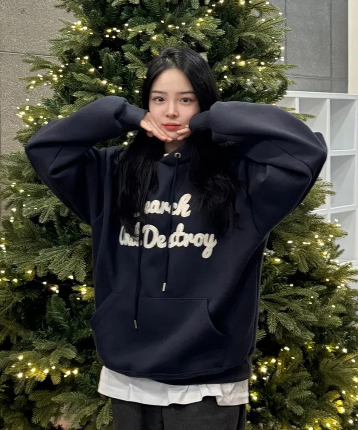 피오엘(POL) 써치 앤드 디스트로이 후드티_네이비