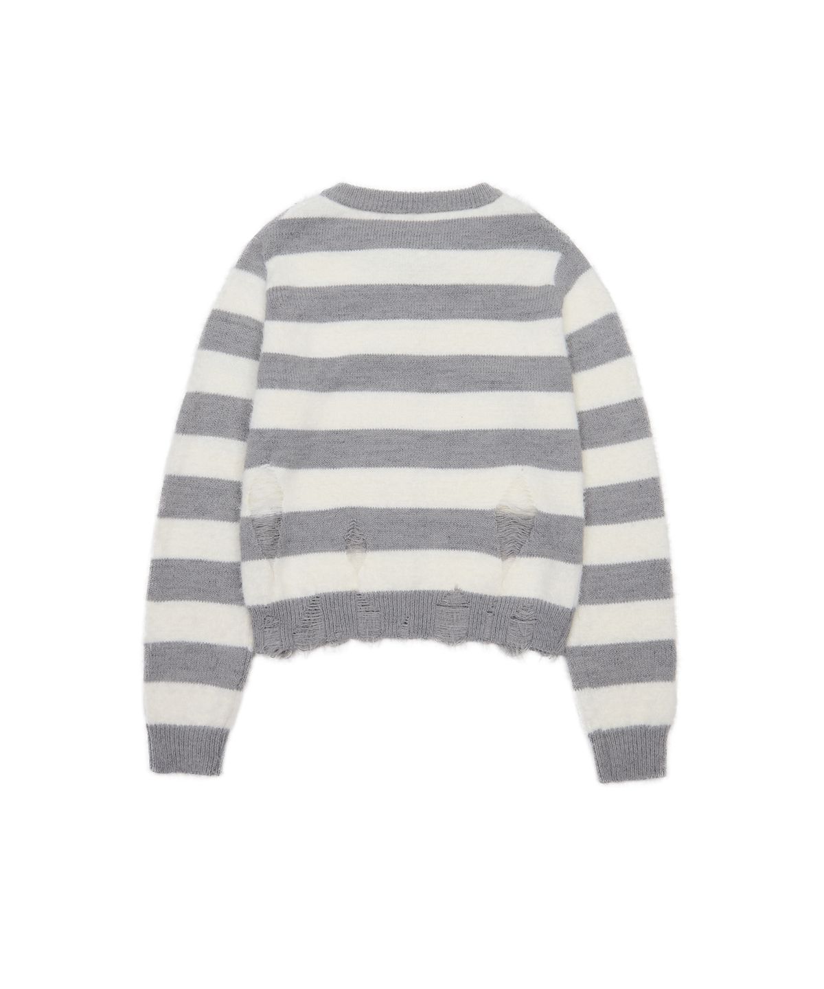 러브이즈트루(LUVISTRUE) EV STRIPE DAMAGE CARDIGAN(GRAY)