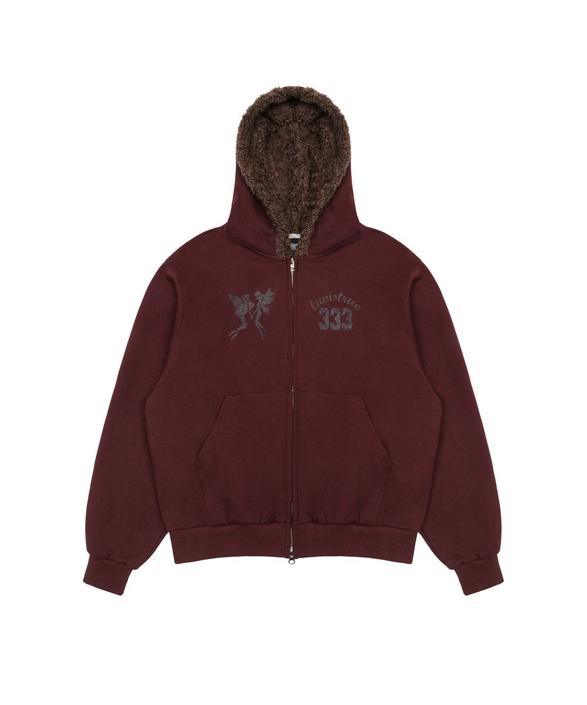 러브이즈트루(LUVISTRUE) EV FAIRY FUR HOOD ZIP UP(BURGUNDY)