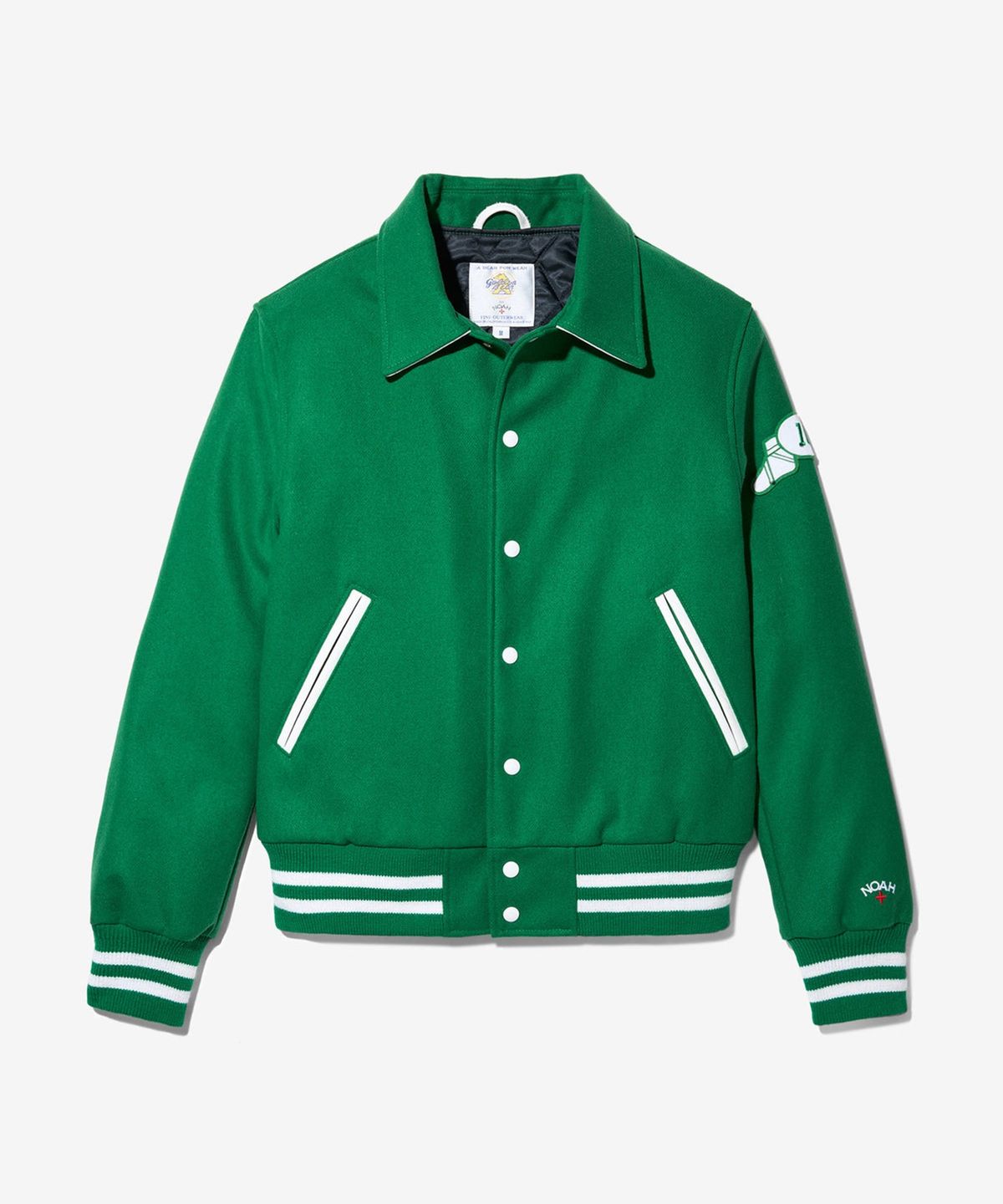 노아(NOAH) (U) 노스이스트 울 바시티 재킷 켈리 화이트 NORTHEAST WOOL VARSITY JACKET KELLY WHITE