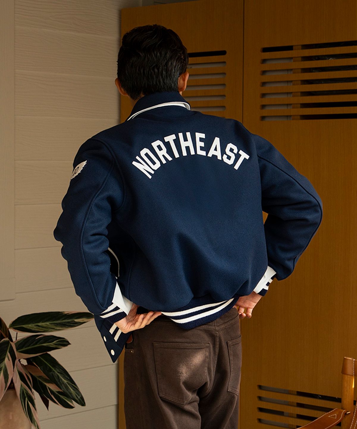 노아(NOAH) (U) 노스이스트 울 바시티 재킷 로열 화이트 NORTHEAST WOOL VARSITY JACKET ROYAL WHITE