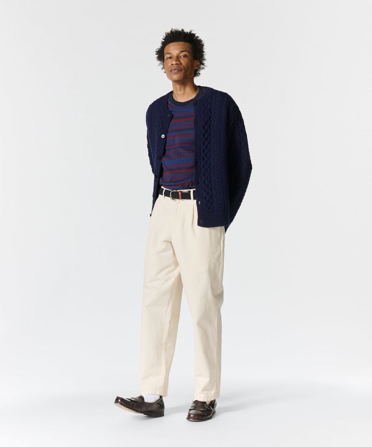 노아(NOAH) (U) 울 피셔맨 가디건 네이비 WOOL FISHERMAN CARDIGAN NAVY