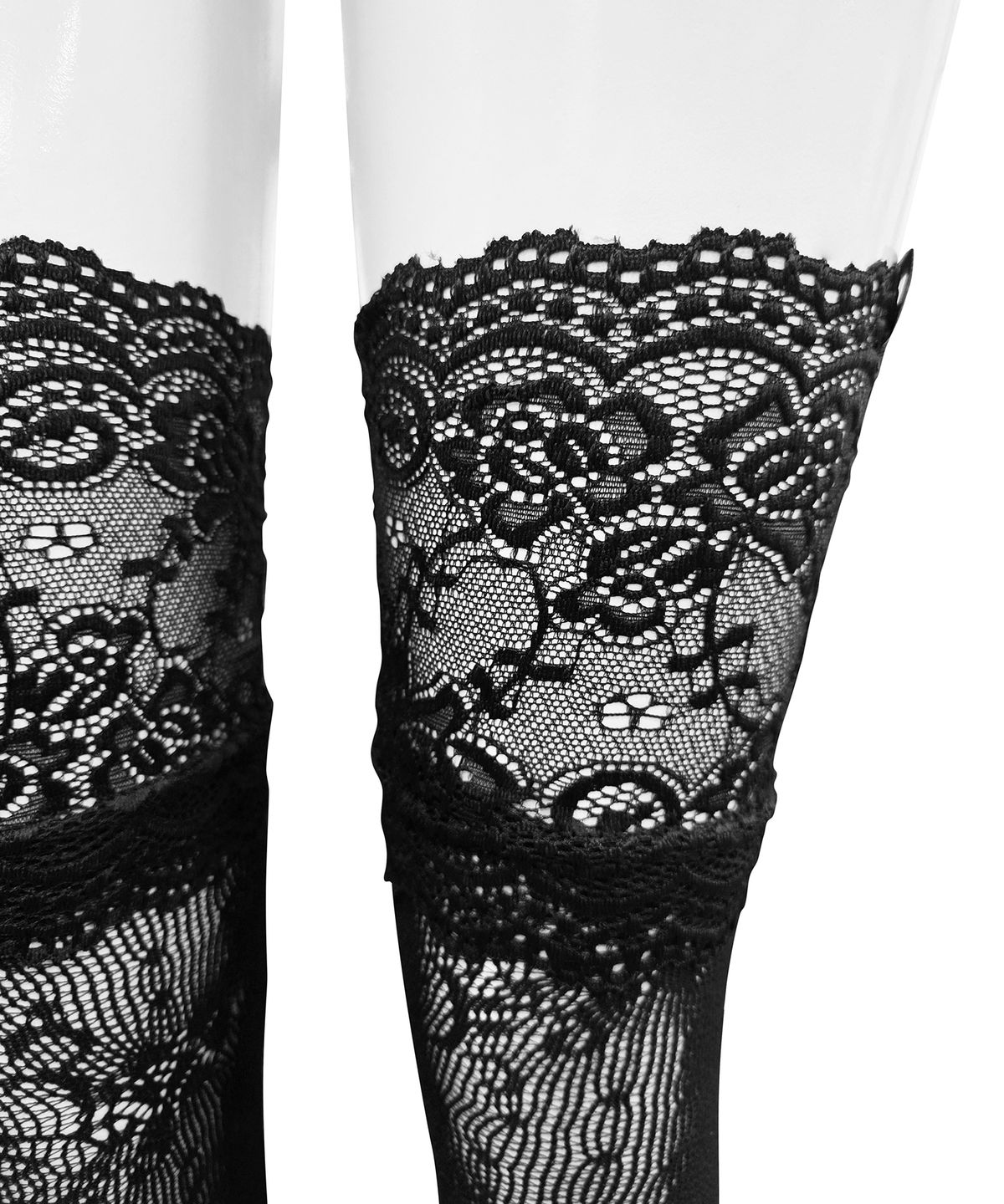 로맨틱타이거(ROMANTIC TIGER) Romantic Lace Knee-high stockings (Black)