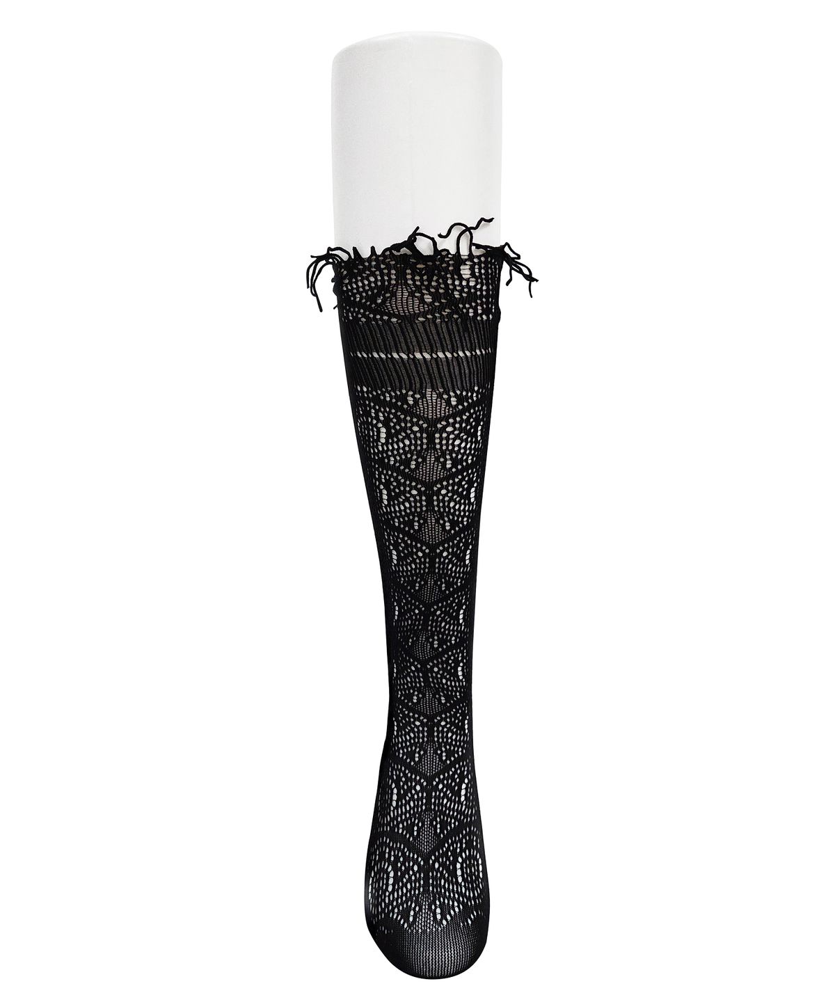 로맨틱타이거(ROMANTIC TIGER) Deco Tessel Knee Stockings (Black)