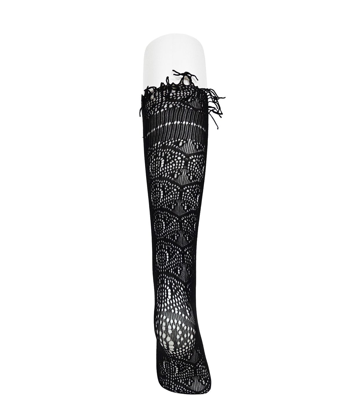 로맨틱타이거(ROMANTIC TIGER) Deco Tessel Knee Stockings (Black)