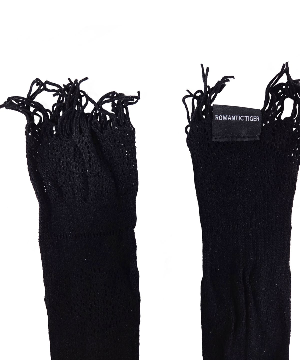 로맨틱타이거(ROMANTIC TIGER) Deco Tessel Knee Stockings (Black)