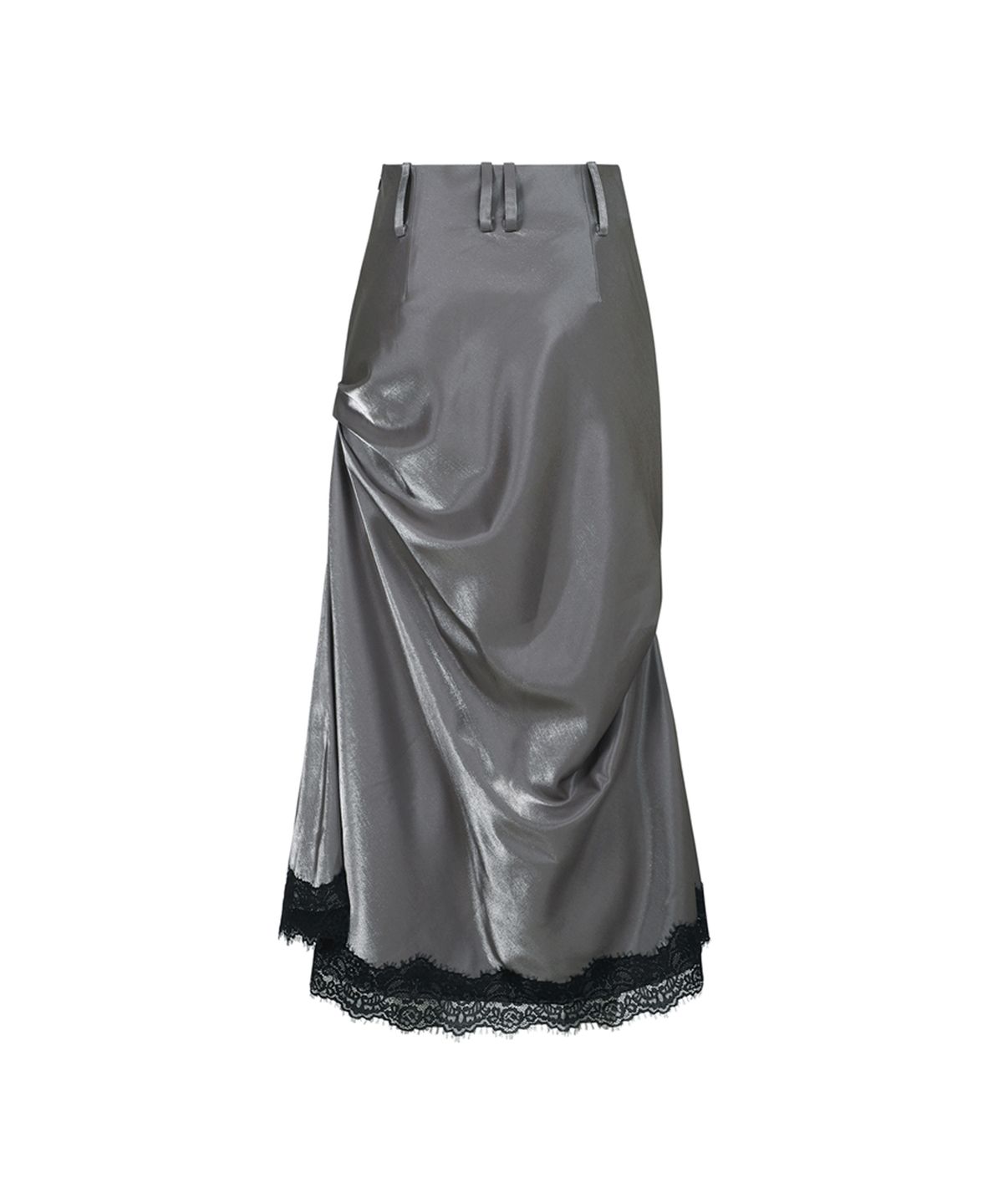 쓰리투에이티(THREE TO EIGHTY) LACE SHIRRING LONG SKIRT CHARCOAL