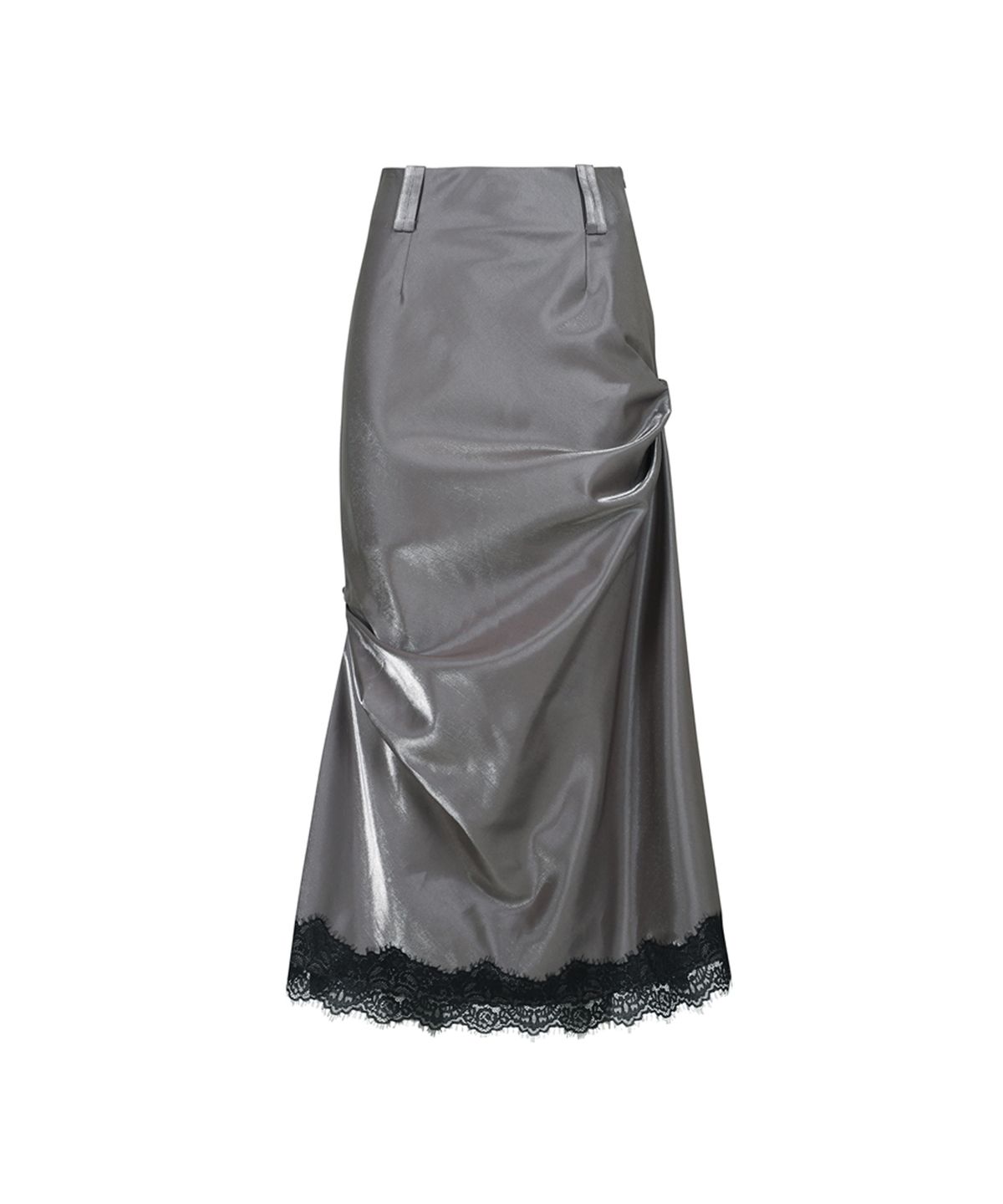 쓰리투에이티(THREE TO EIGHTY) LACE SHIRRING LONG SKIRT CHARCOAL