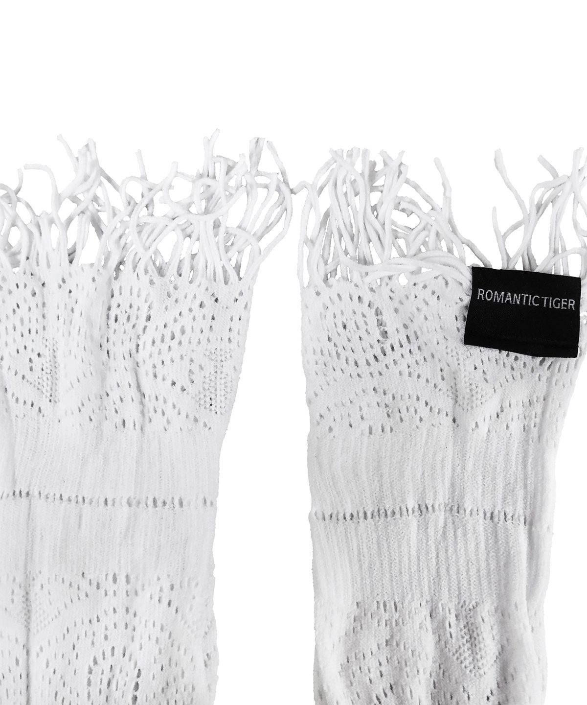 로맨틱타이거(ROMANTIC TIGER) Deco Tessel Knee Stockings (White)