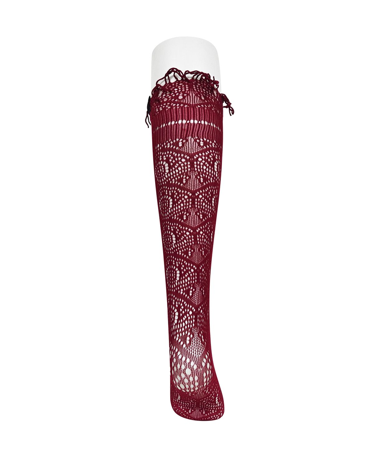 로맨틱타이거(ROMANTIC TIGER) Deco Tessel Knee Stockings (Burgundy)