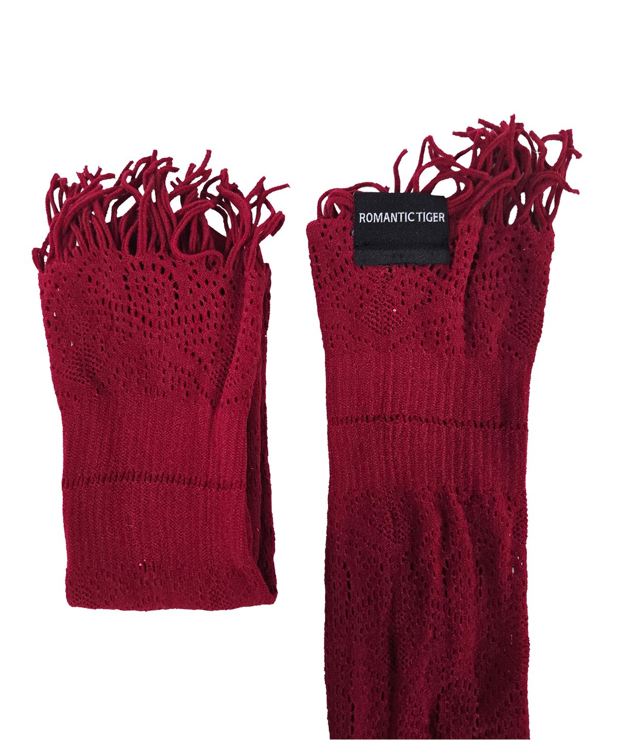 로맨틱타이거(ROMANTIC TIGER) Deco Tessel Knee Stockings (Burgundy)