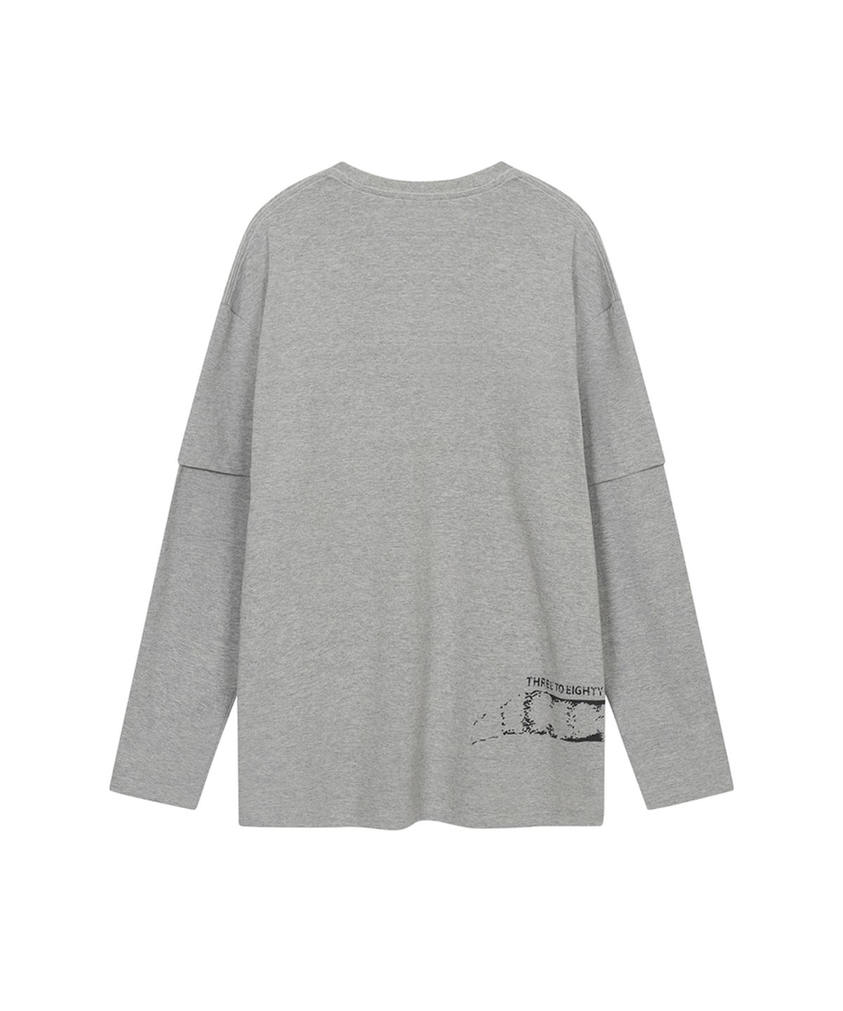 쓰리투에이티(THREE TO EIGHTY) [2nd REORDER] DOUBLE LONG SLEEVE CAT TEE M.GREY