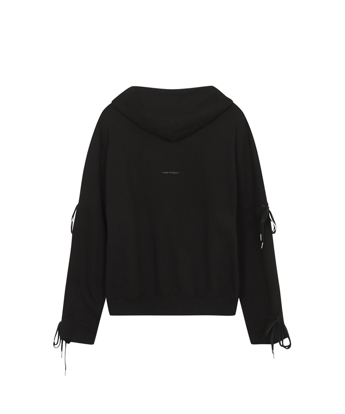 쓰리투에이티(THREE TO EIGHTY) RIBBON DRAWSTRING HOODIE BLACK