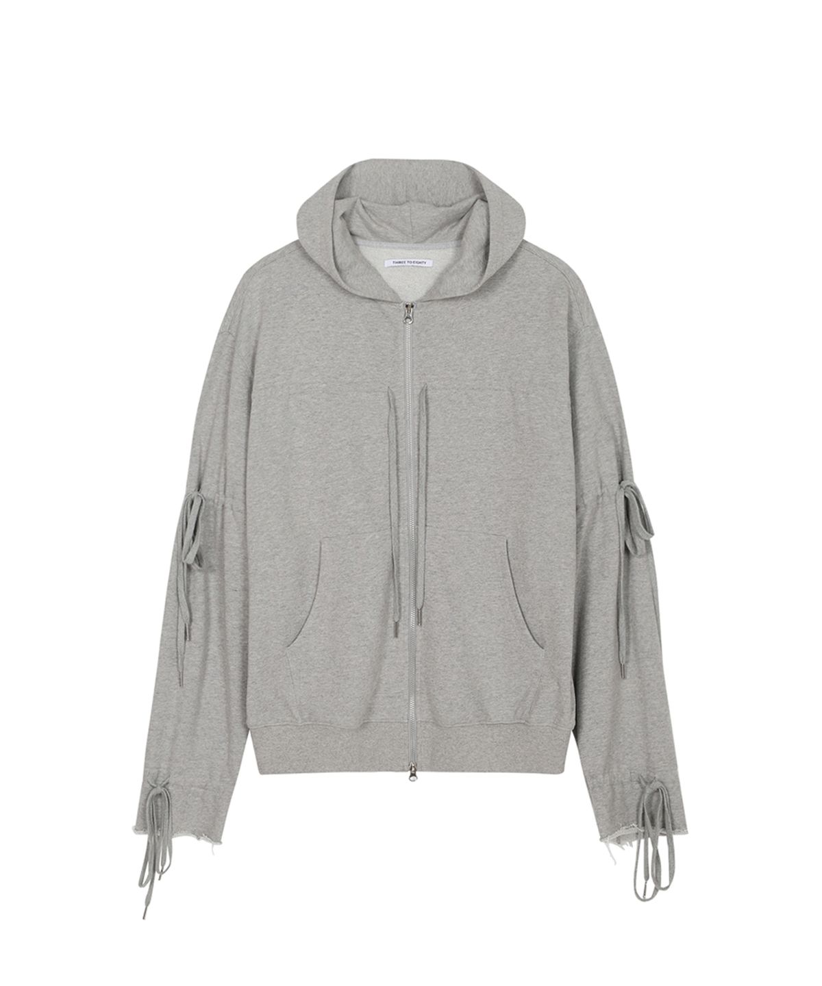 쓰리투에이티(THREE TO EIGHTY) RIBBON DRAWSTRING HOODIE M.GREY