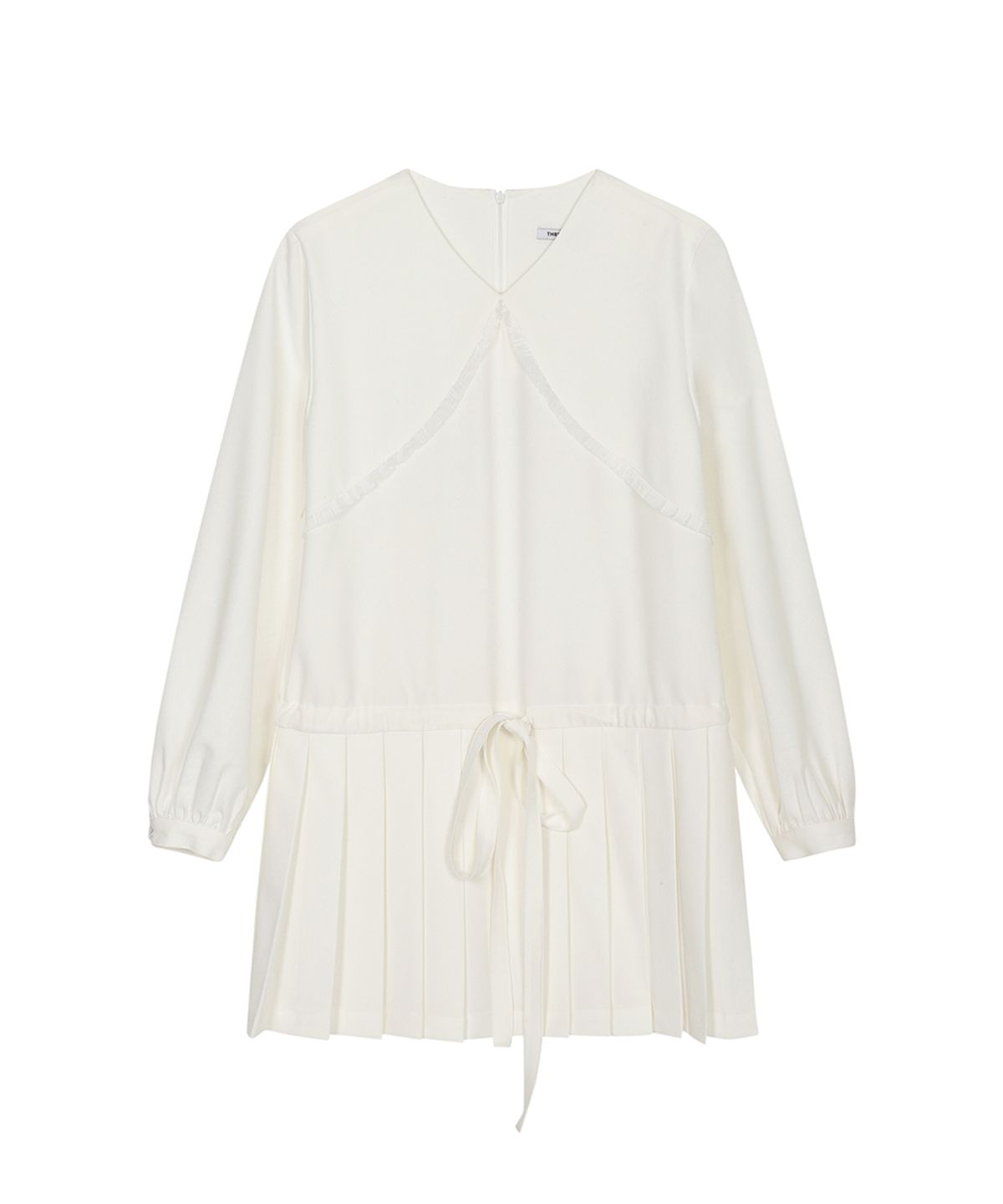쓰리투에이티(THREE TO EIGHTY) PLEATS RIBBON DRESS WHITE