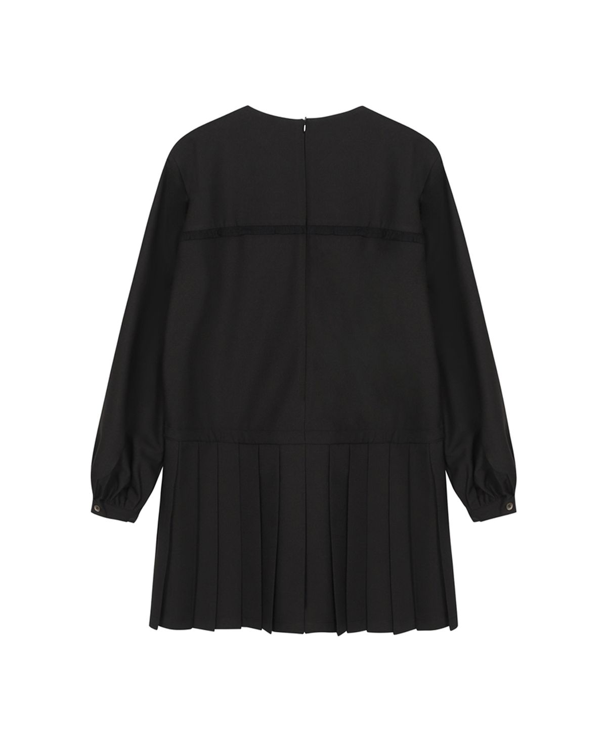 쓰리투에이티(THREE TO EIGHTY) PLEATS RIBBON DRESS BLACK