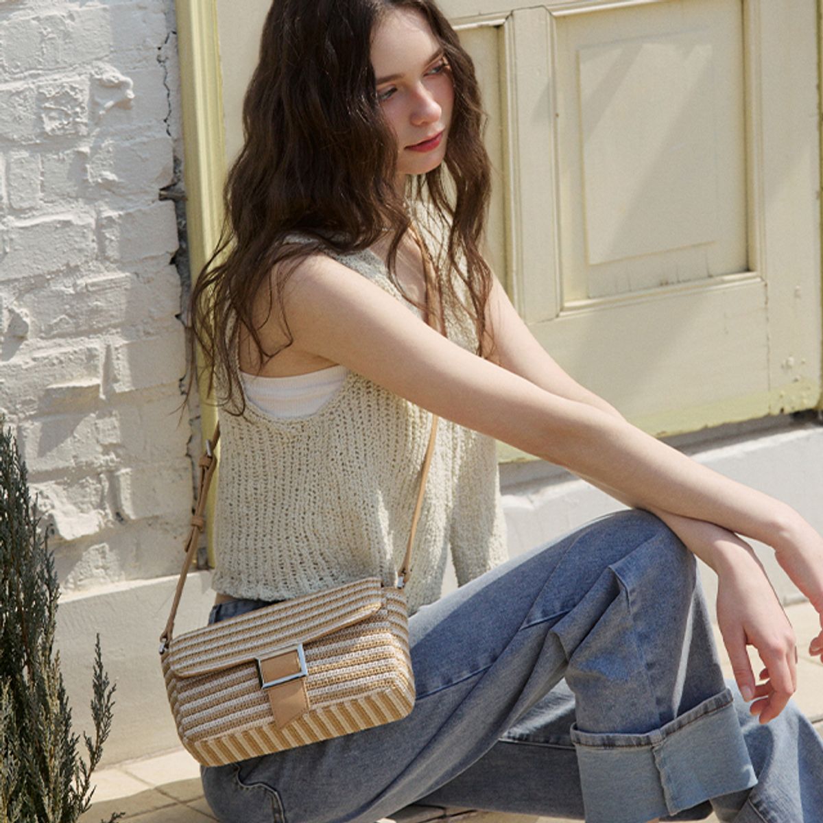 랩(LAP) RATTAN BAGUETTE BAG AR7AB441