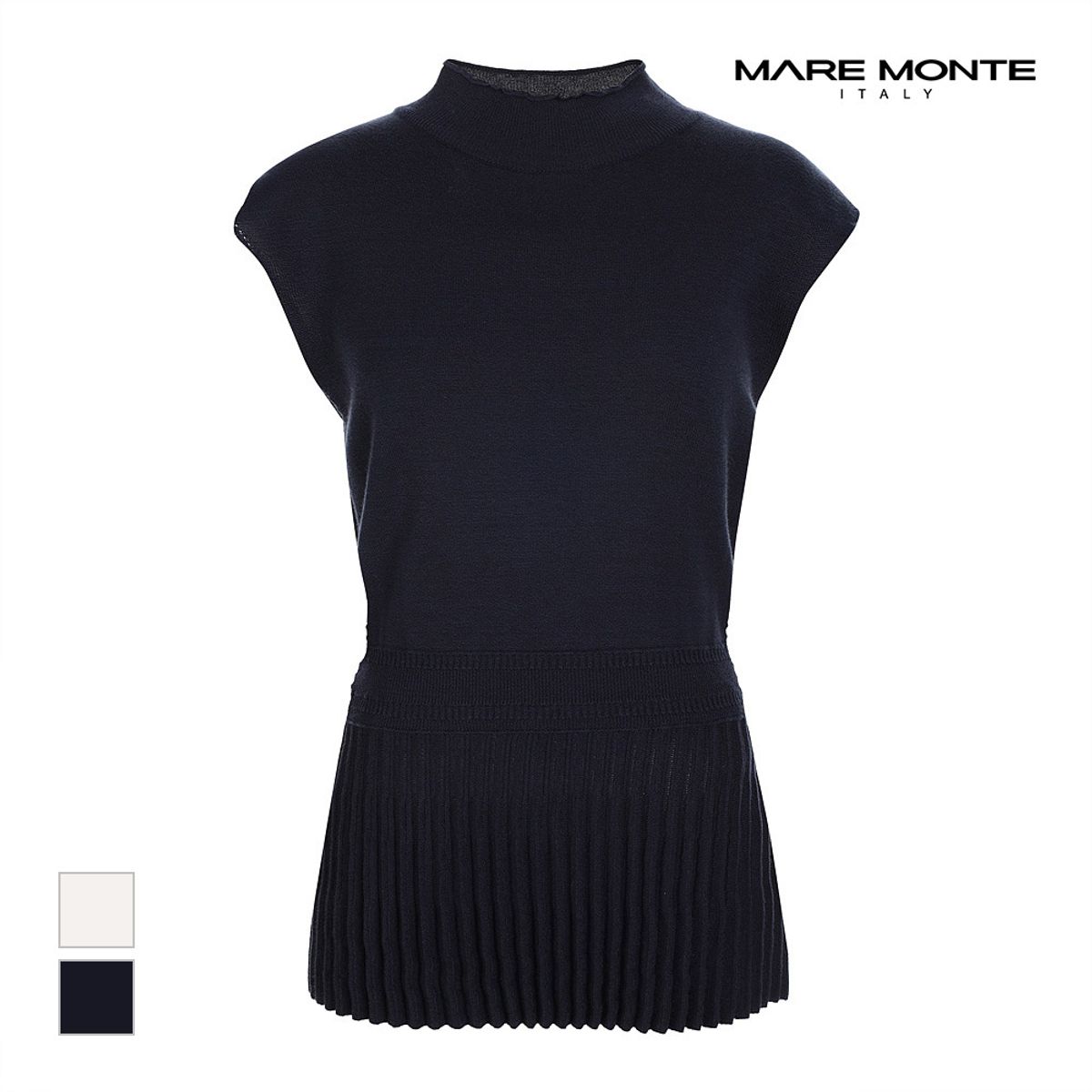 마레몬떼(MAREMONTE) 밑단 플리츠 민소매 롱니트_M219MKT58P0