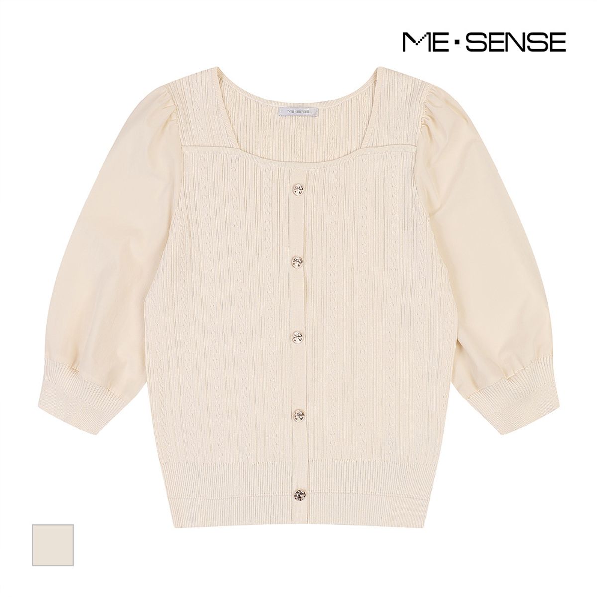 미센스(MESENSE) 스퀘어넥 반팔 니트_MB48KNMD03Z
