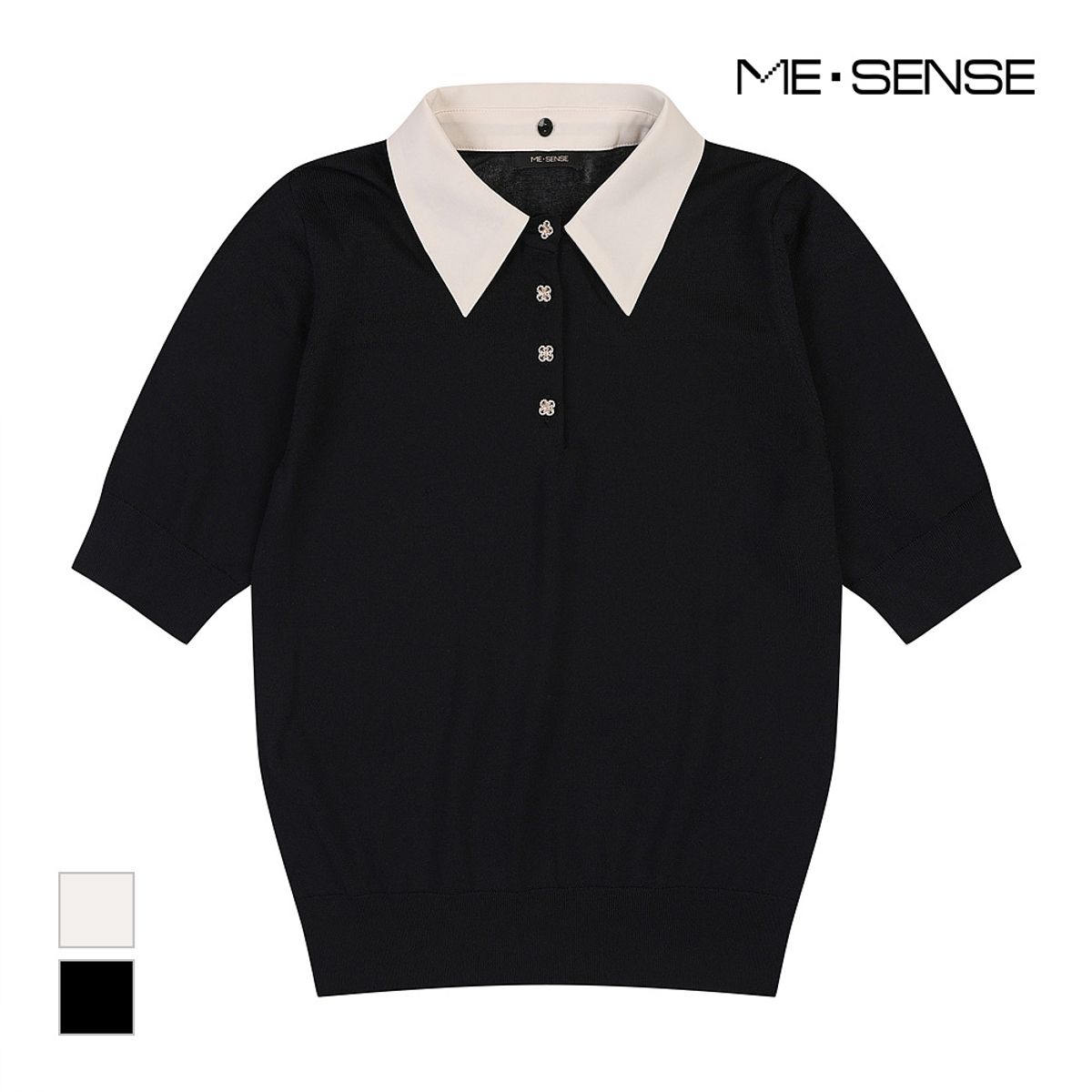 미센스(MESENSE) 카라배색 반팔 니트_MB48KNMD04D