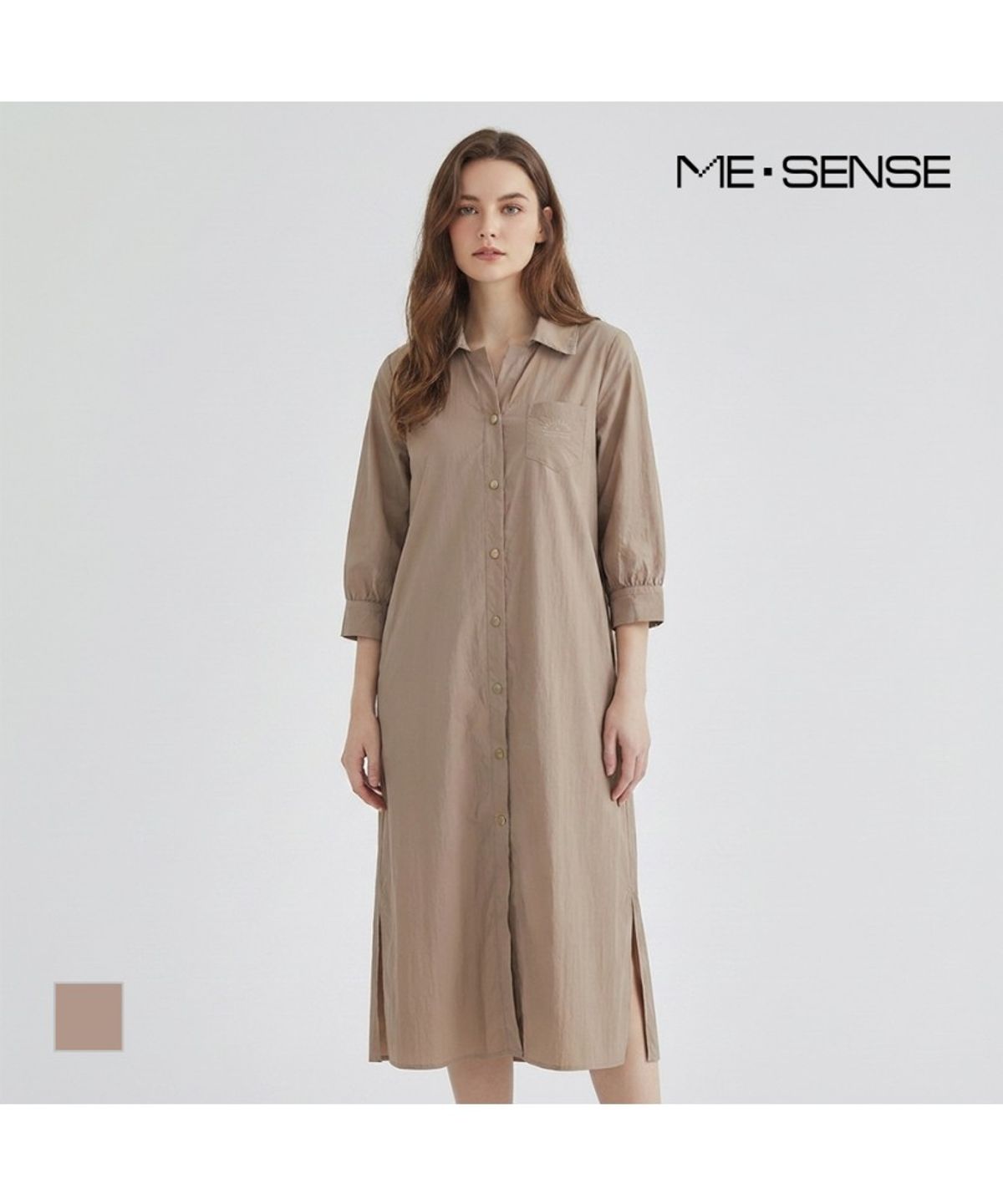 미센스(MESENSE) 벨티드 카라 반팔 원피스_MB48OPM201A