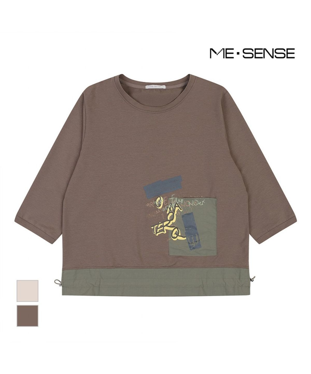 미센스(MESENSE) 밑단배색 캐주얼 티셔츠_MB48TSMG02Z