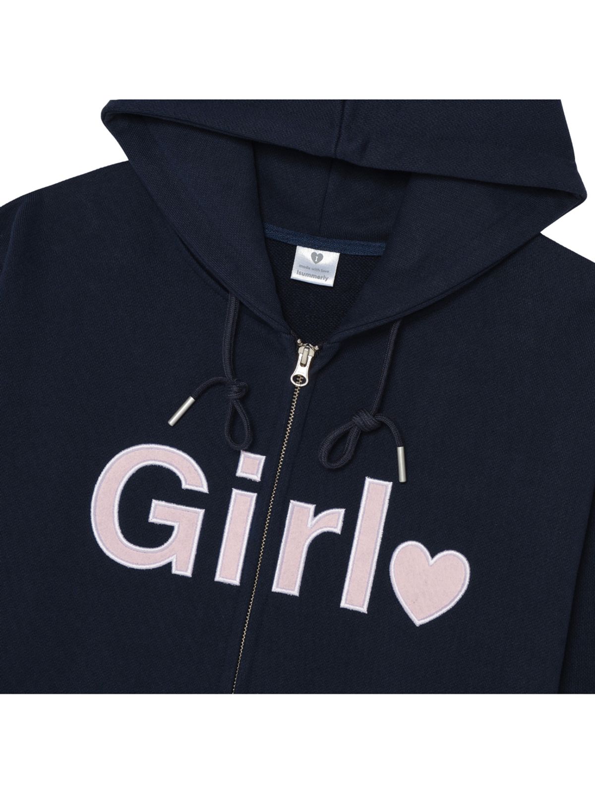 아이썸머리(ISUMMERLY) Girl zip-up hoodie - Navy (걸 후드 집업 네이비)