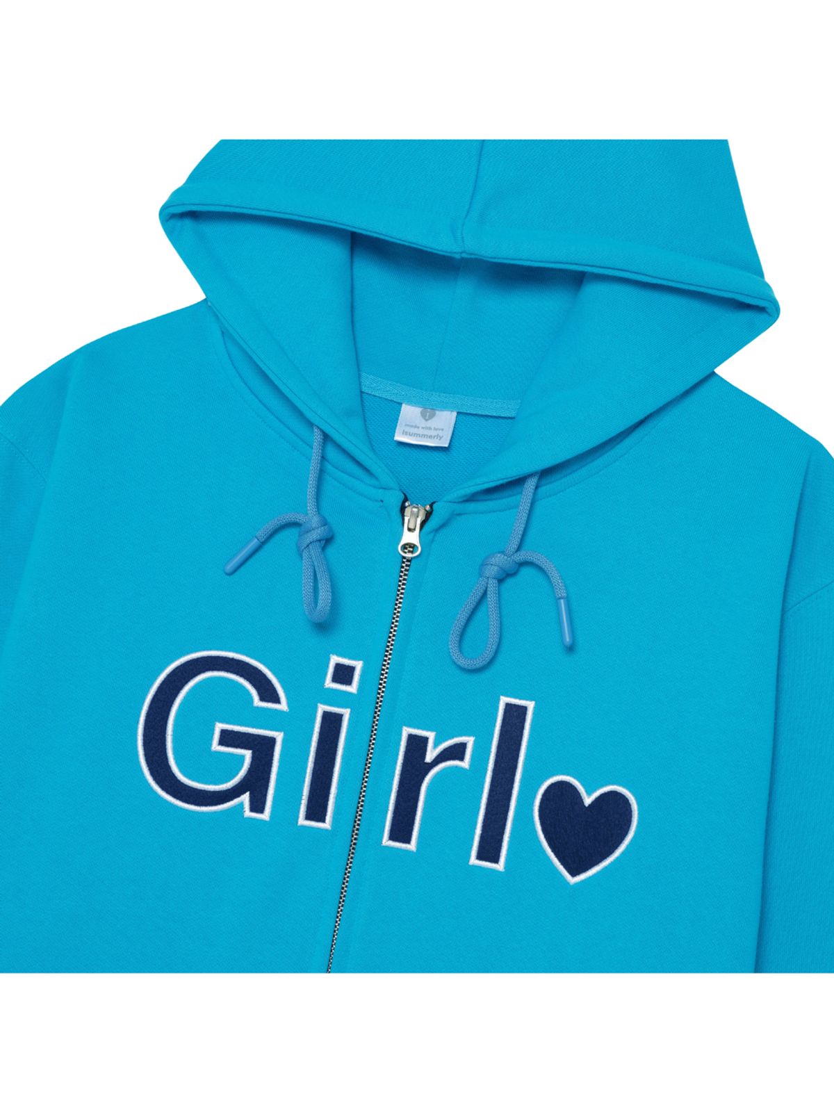 아이썸머리(ISUMMERLY) Girl zip-up hoodie - Aqua blue (걸 후드 집업 아쿠아 블루)