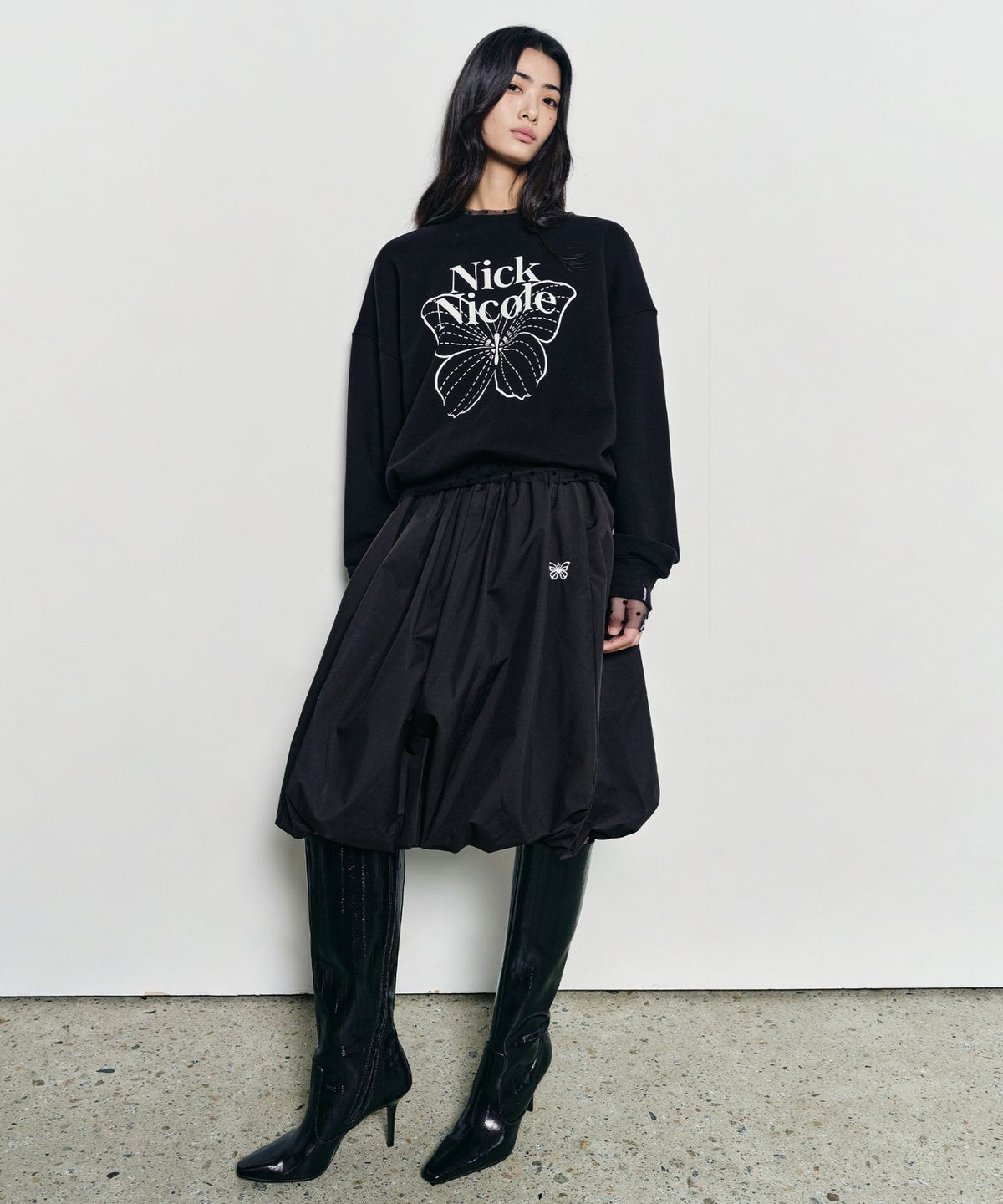 닉앤니콜(NICK&NICOLE) BUTTERFLY VOLUME BALLOON SKIRT_BLACK