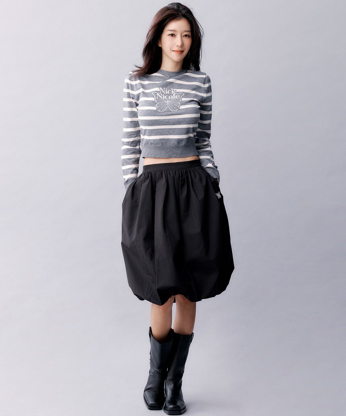 닉앤니콜(NICK&NICOLE) BUTTERFLY VOLUME BALLOON SKIRT_BLACK