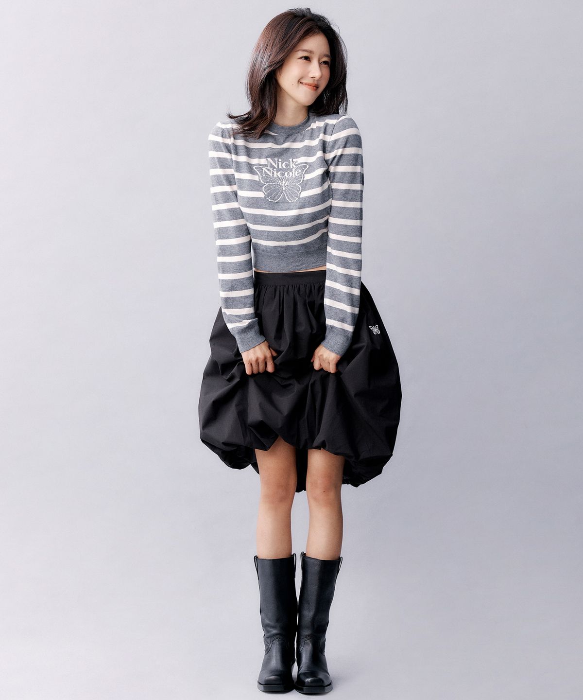 닉앤니콜(NICK&NICOLE) BUTTERFLY VOLUME BALLOON SKIRT_BLACK