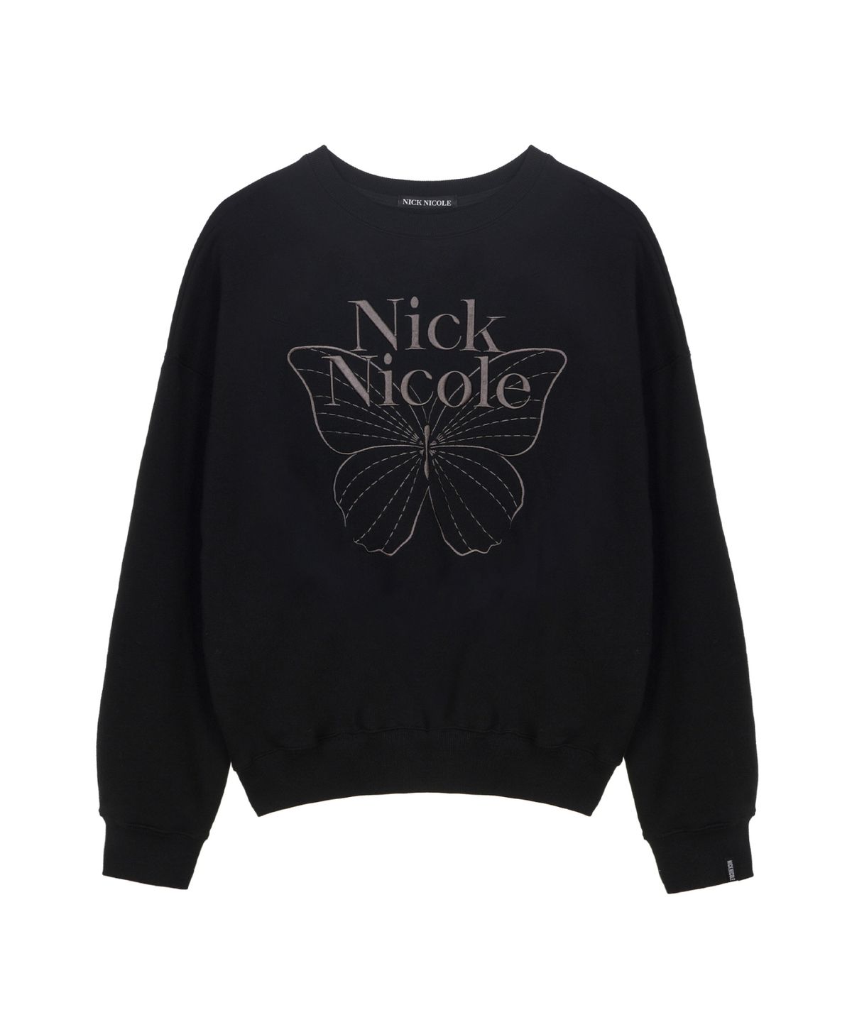 닉앤니콜(NICK&NICOLE) VOLUME BUTTERFLY SIGNATURE SWEATSHIRT_BLACK CHARCOAL