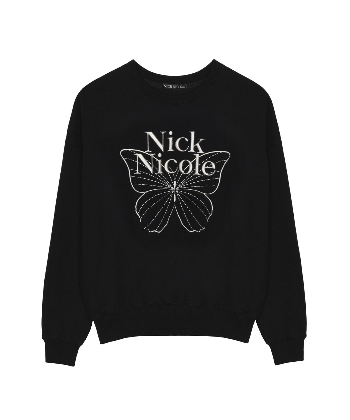 닉앤니콜(NICK&NICOLE) VOLUME BUTTERFLY SIGNATURE SWEATSHIRT_BLACK WHITE