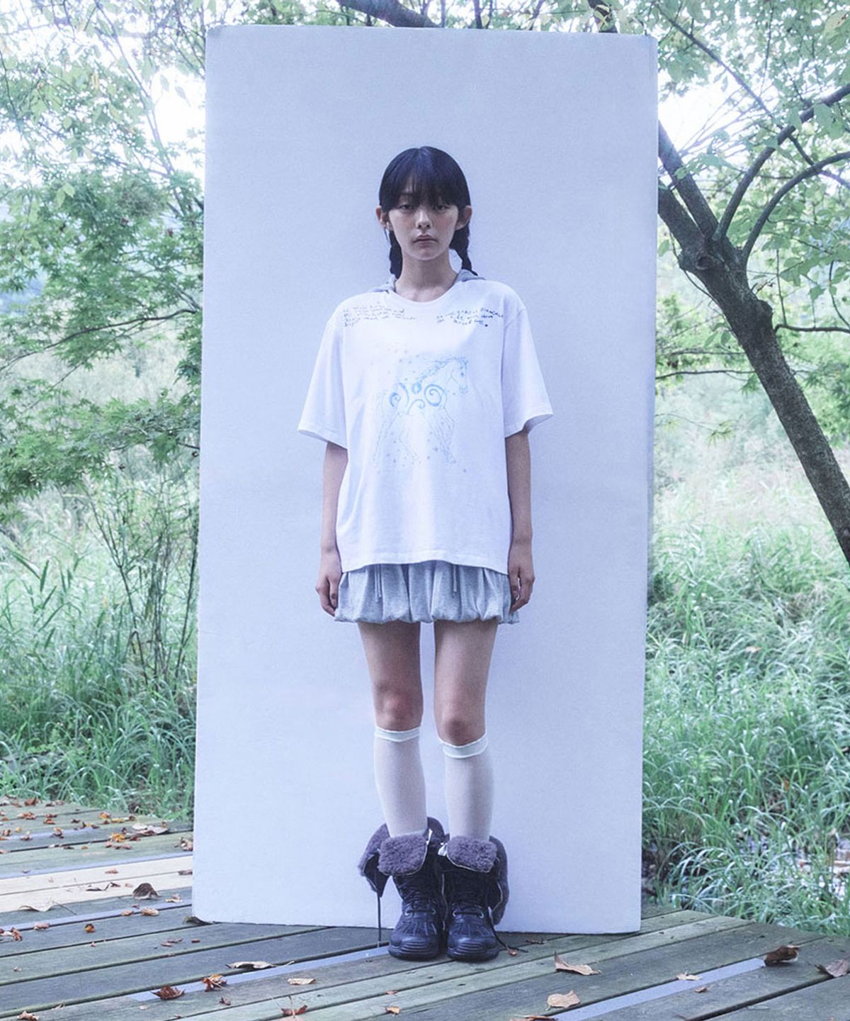 퓨레(PUREE) Totem horse boxy tee