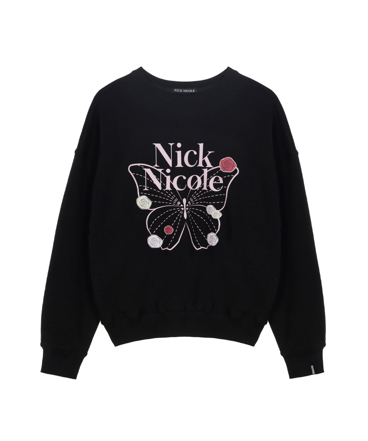 닉앤니콜(NICK&NICOLE) BUTTERFLY ROSE SIGNATURE SWEATSHIRT_BLACK PINK