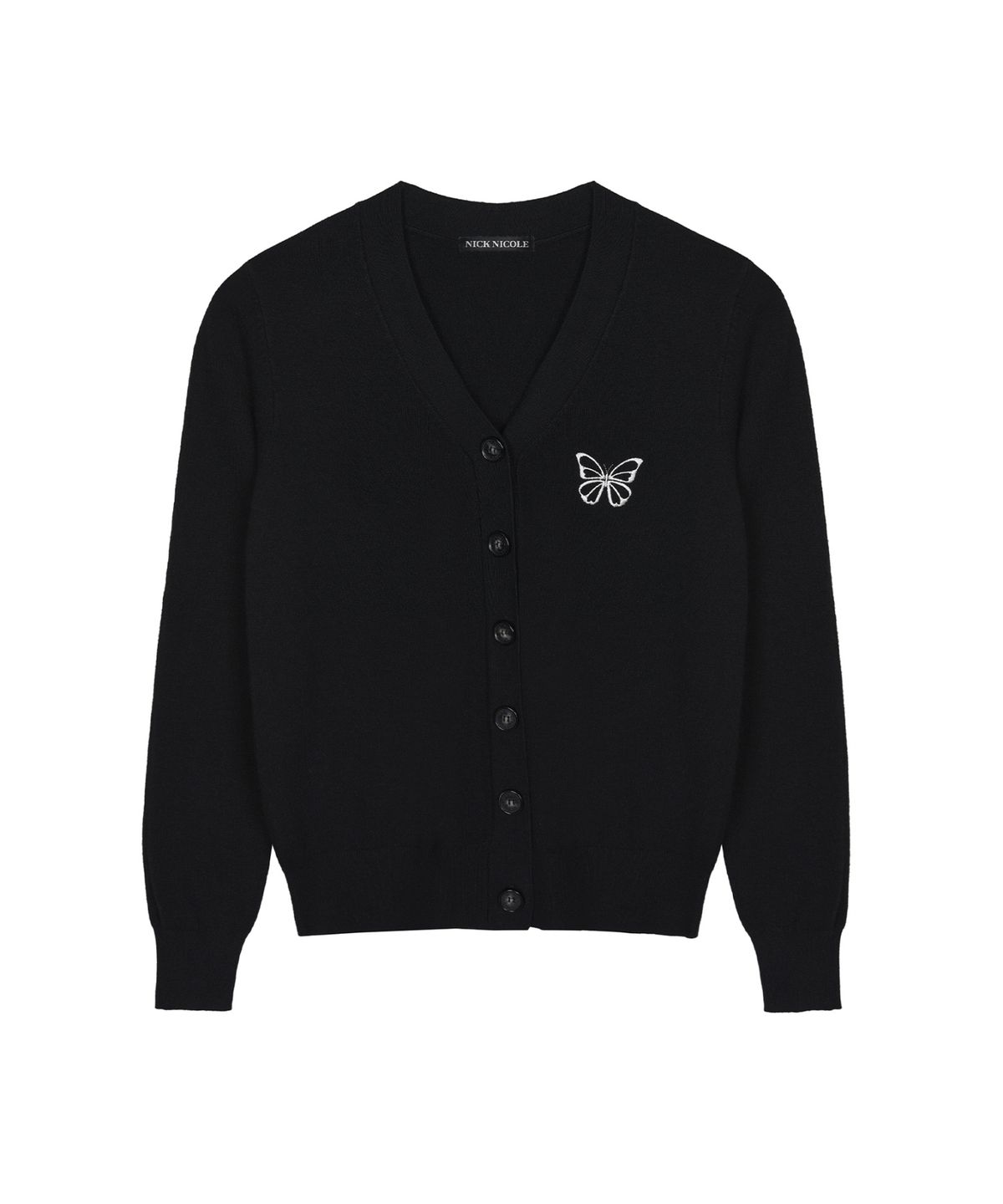 닉앤니콜(NICK&NICOLE) MINIMAL V NECK BUTTERFLY CARDIGAN_6COLOR