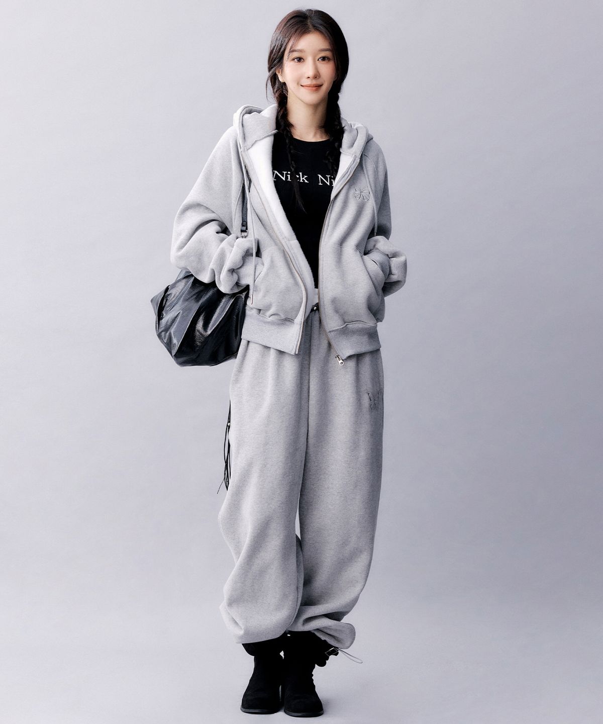 닉앤니콜(NICK&NICOLE) BUTTERFLY WARM COTTON SWEAT PANTS_GRAY