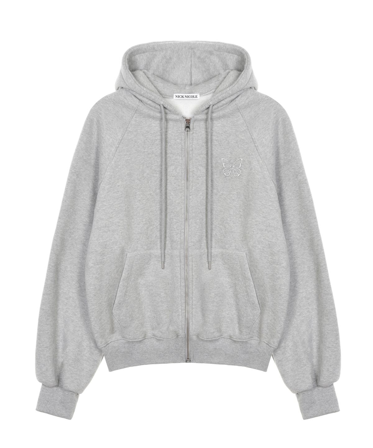 닉앤니콜(NICK&NICOLE) BUTTERFLY WARM COTTON SWEAT HOOD ZIP UP_GRAY