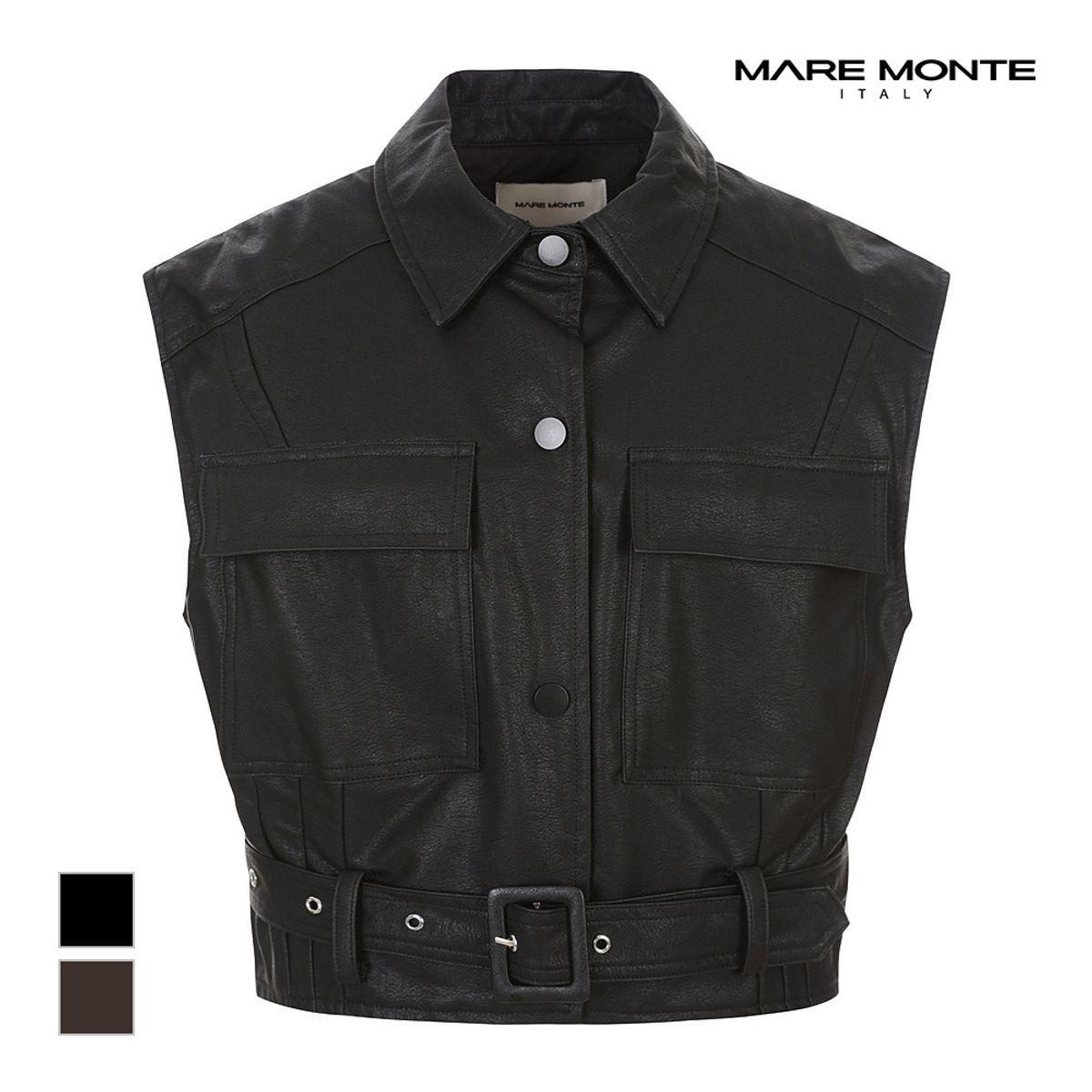 마레몬떼(MAREMONTE) 빅포켓 가죽 베스트_M23OMVT52M0