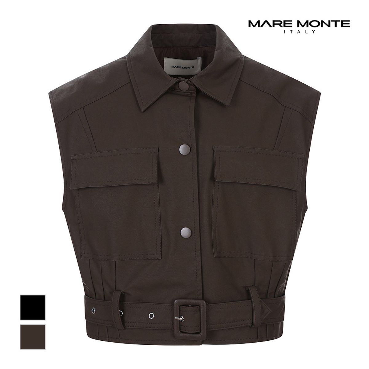 마레몬떼(MAREMONTE) 빅포켓 가죽 베스트_M23OMVT52M0