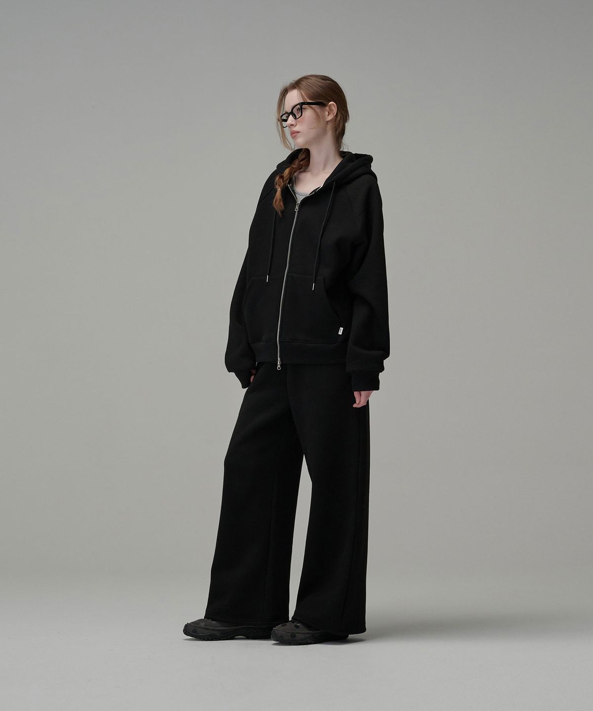 우네(OONE) [Set-Up] Soft Cotton Hoodie & Sweat Pants_Black