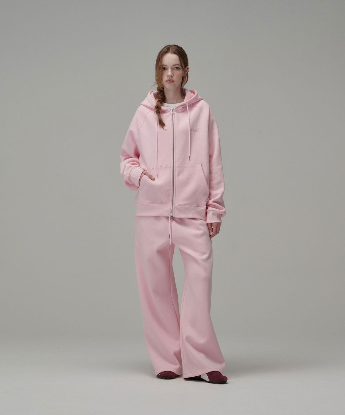 우네(OONE) [Set-Up] Soft Cotton Hoodie & Sweat Pants_Baby Pink