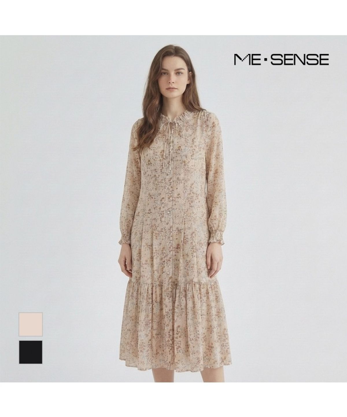 미센스(MESENSE) 넥리본 프린트 원피스_MB38OPP202Z