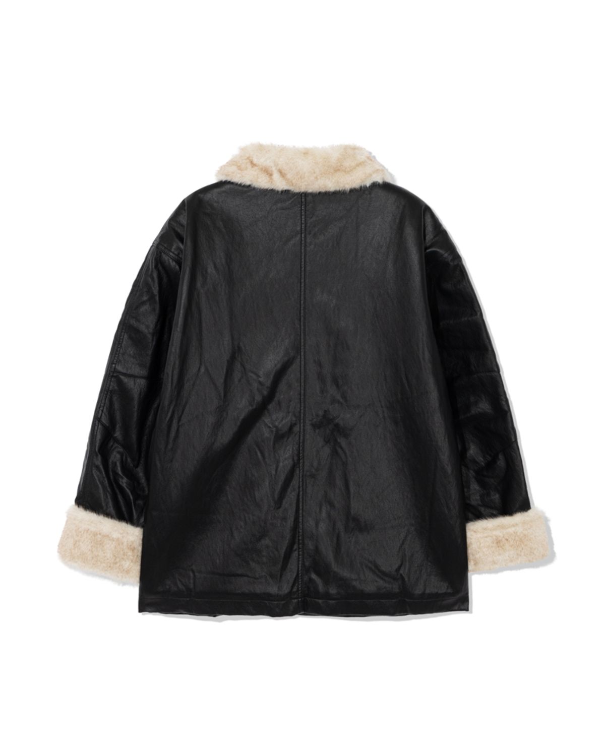 모아(MOAA) Faded fur leather coat (Noir cream)