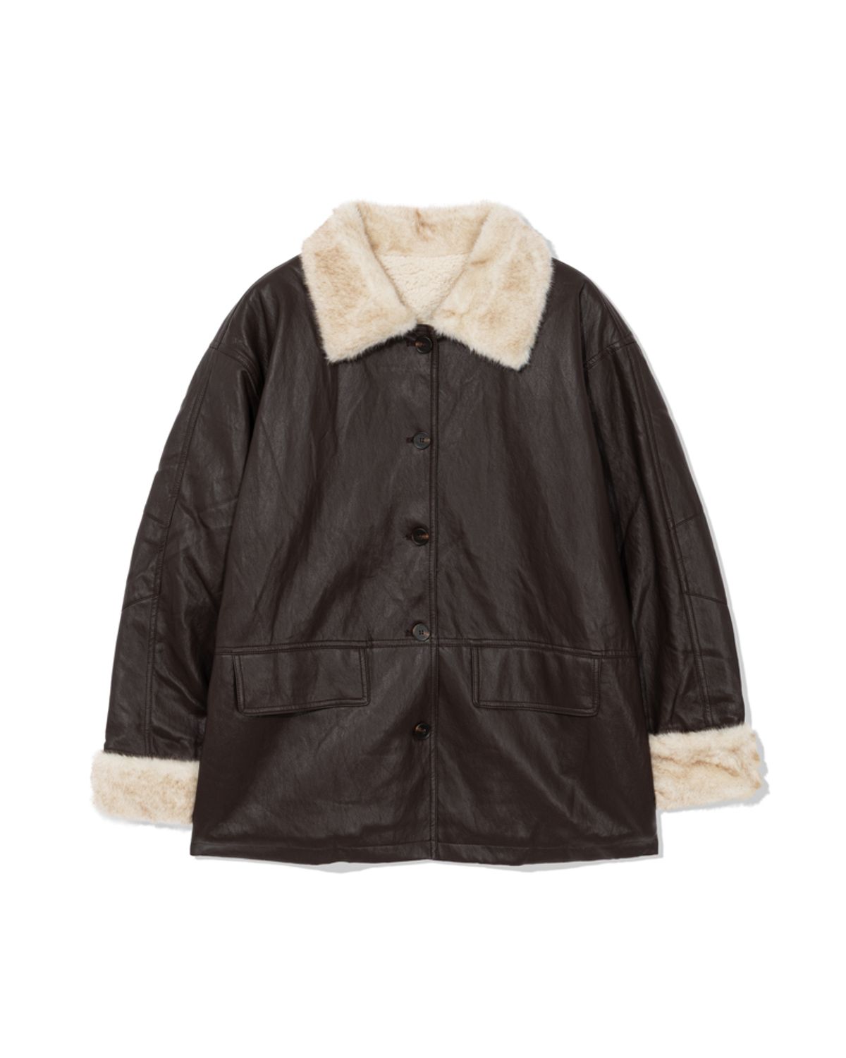 모아(MOAA) Fade fur Leather coat (Chesnut Shearling)