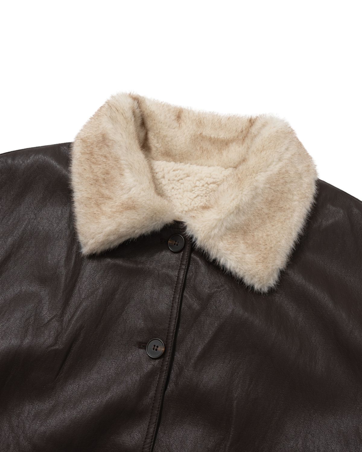 모아(MOAA) Fade fur Leather coat (Chesnut Shearling)