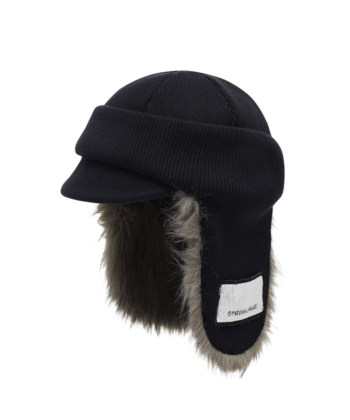 더바이닐하우스(THEVINYLHOUSE) FUR EARFLAP BEANIE BLACK