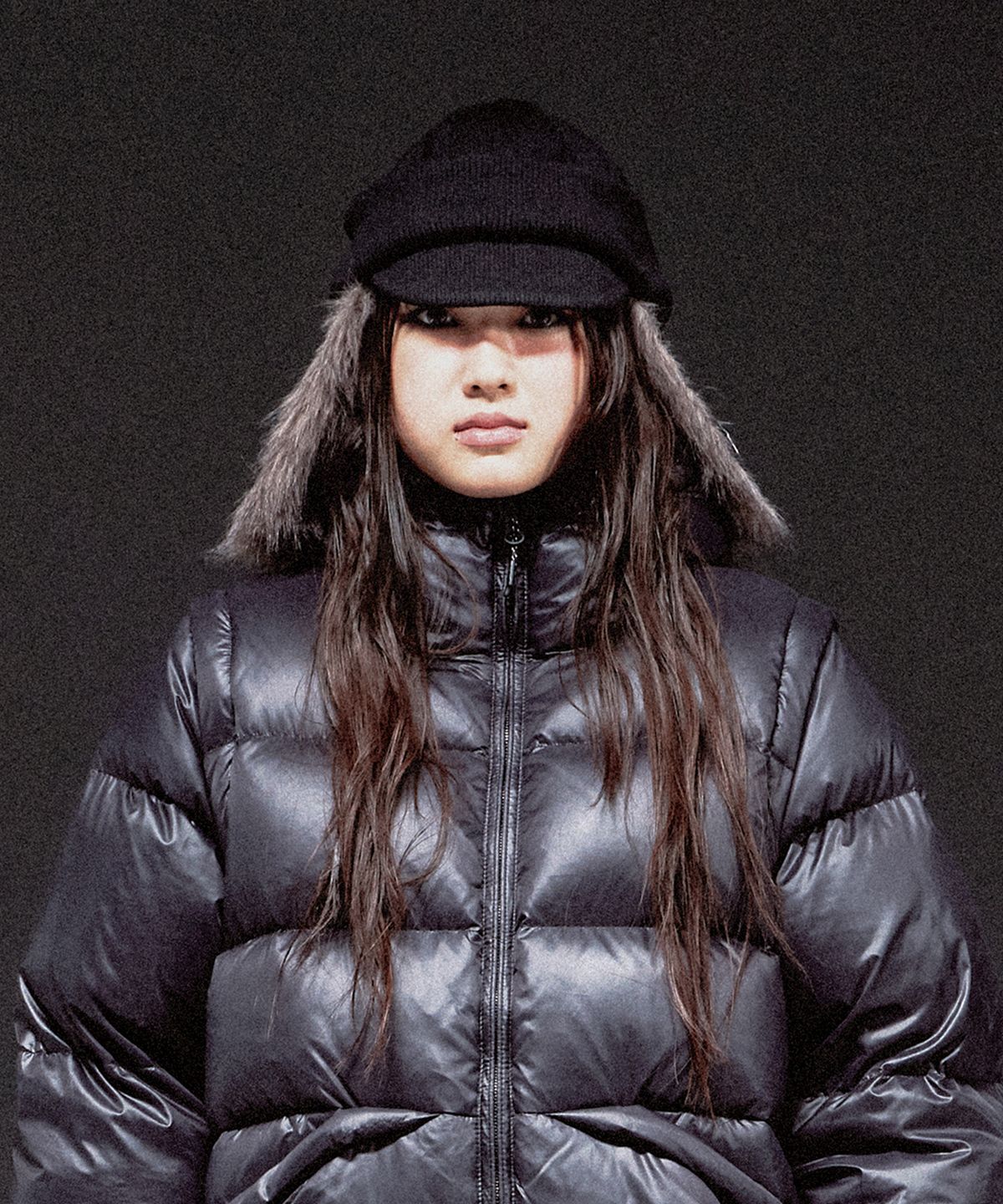 더바이닐하우스(THEVINYLHOUSE) FUR EARFLAP BEANIE BLACK