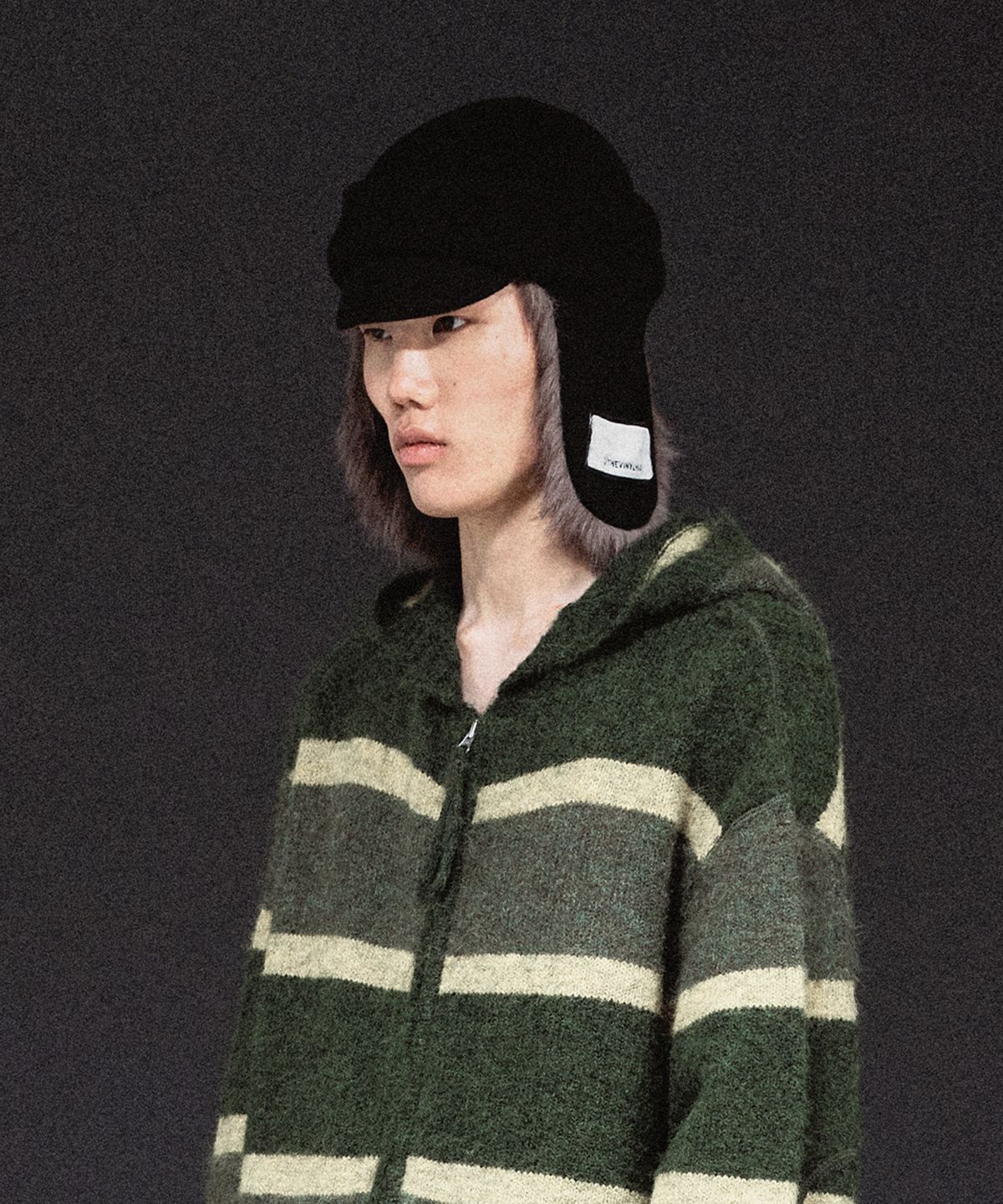 더바이닐하우스(THEVINYLHOUSE) FUR EARFLAP BEANIE BLACK