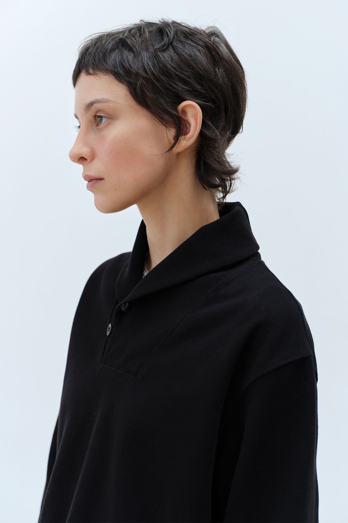 콥키노(KOBKINO) SHAWL COLLAR SWEATSHIRT (BLACK)